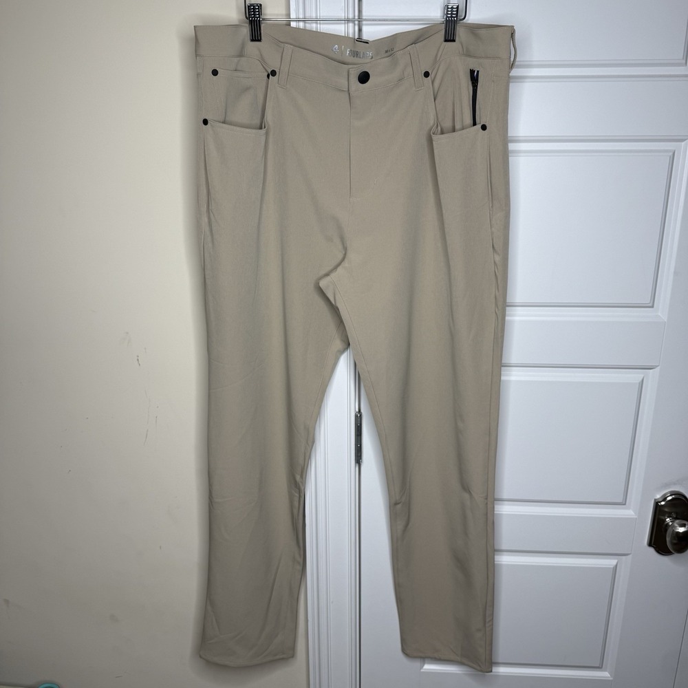 FourLaps Traverse Pants Men 40/31.5 Khaki Athletic Fit 4-Way Stretch Performance